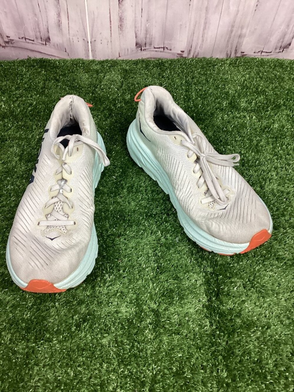 Hoka One One Rincon 3 Running Shoes White Blue 8.5